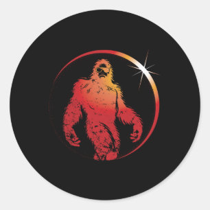 Sticker Rond Solar Eclipse 2024 Fun Bigfoot Sungles Total Eclip