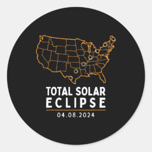 Sticker Rond Solar Eclipse 2024 Party America Totalité Total Us