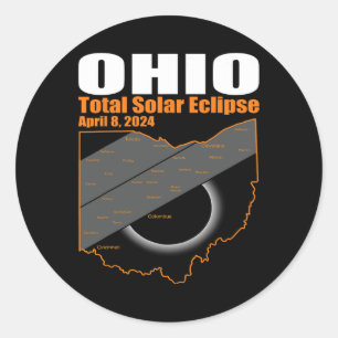 Sticker Rond Solar Eclipse 2024 State Ohio Map Total Solar Ecli