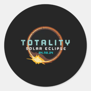 Sticker Rond Solar Eclipse 2024 Totalité Avril 8 Hommes Femmes