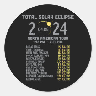 Sticker Rond Solar Eclipse 2024 Totalité Avril 8 Hommes Femmes 