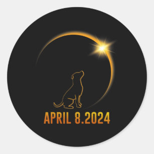 Sticker Rond Solar Eclipse 2024 Totalité Chien 1