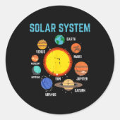 Sticker Rond Solar System Sun Planets Galaxy Astronomy Men Wome (Devant)