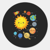 Sticker Rond Solar System Sun Planets Rocket Space Galaxy Kids  (Devant)