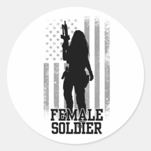 Sticker Rond Soldat féminin