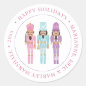 Sticker Rond Soldats de ballet Noir Casse-Noir Joyeuses Fêtes (Devant)