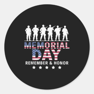 Sticker Rond Soldats du Jour commémoratif Drapeau américain Se