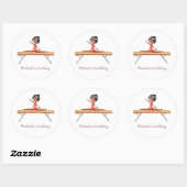 Sticker Rond Solde de gymnastique afro-américaine (Feuille)