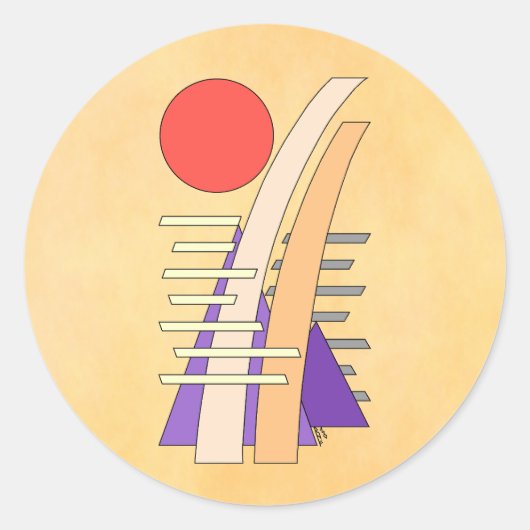 Sticker Rond Soleil abstrait, ombres, reflets et structures (Devant)