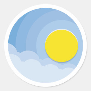 Sticker Rond soleil au-dessus des nuages classique collant rond
