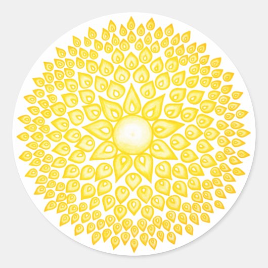 Sticker Rond Soleil brillant jaune Mandala (Devant)