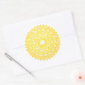 Sticker Rond Soleil brillant jaune Mandala (Enveloppe)