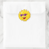 Sticker Rond Soleil cool avec lunettes de soleil (Sac)