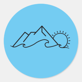 Sticker Rond Soleil de la vague de montagne