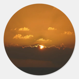 Sticker Rond Soleil Derrière les nuages I Orange Sunset Photo