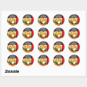 STICKER ROND SOLEIL DES FÊTES DANS LES PINS :) (Feuille)
