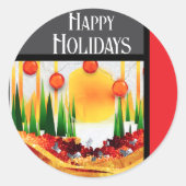 STICKER ROND SOLEIL DES FÊTES DANS LES PINS :) (Devant)
