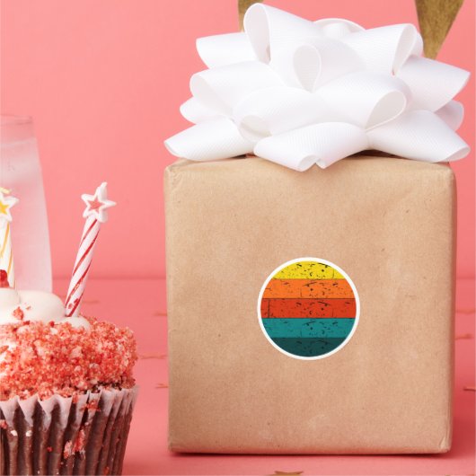 Sticker Rond Soleil d'été rétro (Fête)