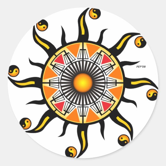 Sticker Rond Soleil d'un panier (Devant)