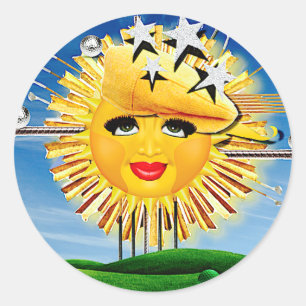 STICKER ROND SOLEIL ! ENSOLEILLEMENT! JOUR ENSOLEILLÉ DE GOLF !