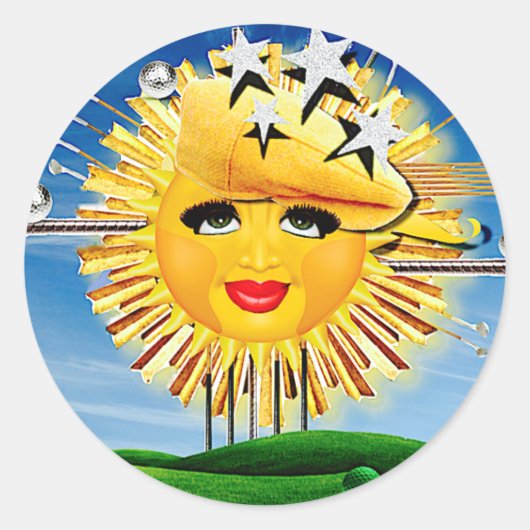STICKER ROND SOLEIL ! ENSOLEILLEMENT! JOUR ENSOLEILLÉ DE GOLF ! (Devant)