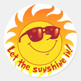 Sticker Rond Soleil estival souriant