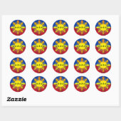 Sticker Rond Soleil et 3 étoiles (Feuille)