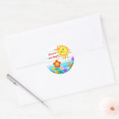Sticker Rond Soleil et fleurs (Enveloppe)