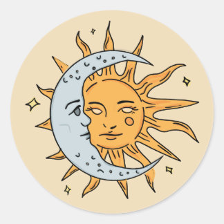 Sticker Rond Soleil et Lune