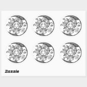 Sticker Rond Soleil et Lune (Feuille)