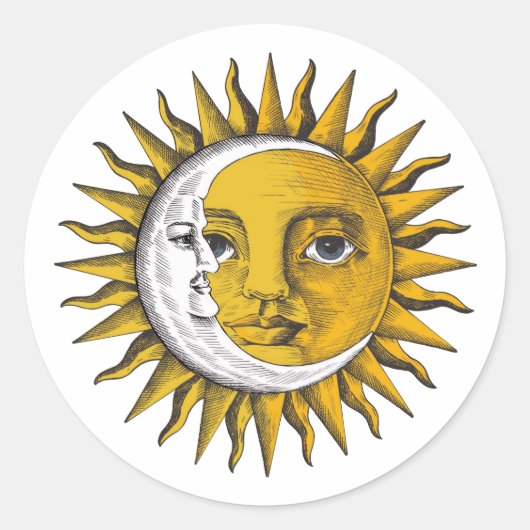 Sticker Rond Soleil et Lune célestes (Devant)