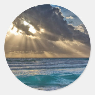 Sticker Rond Soleil et nuages