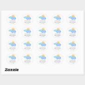 Sticker Rond Soleil et nuages Baby shower du garçon (Feuille)
