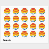 Sticker Rond Soleil, étoiles et vagues (Feuille)