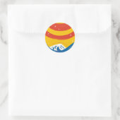 Sticker Rond Soleil, étoiles et vagues (Sac)