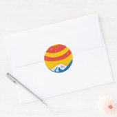 Sticker Rond Soleil, étoiles et vagues (Enveloppe)