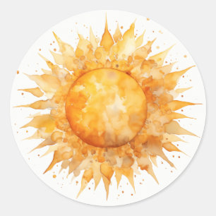 Sticker Rond Soleil Jaune Vibrant