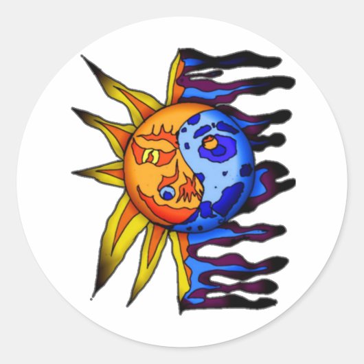 Sticker Rond Soleil / Lune Yin Yang (Devant)
