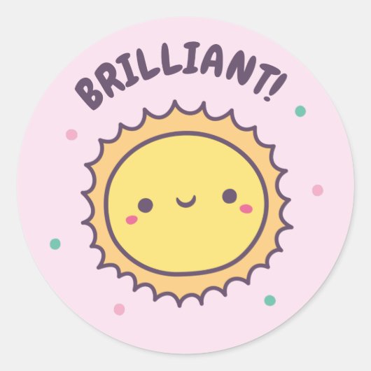 Sticker Rond Soleil Mignon Génial Récompense (Devant)