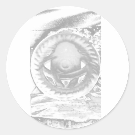 Sticker Rond Soleil noir et blanc en pierre (Devant)