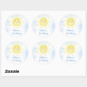 Sticker Rond Soleil Nuages Blue Boy Anniversaire (Feuille)