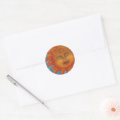 Sticker Rond Soleil Orange Positif, Souriant De Peinture Acryli (Enveloppe)