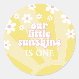 Sticker Rond Soleil Rétro Daisy Anniversaire Bohème