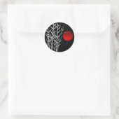 Sticker Rond Soleil rouge noir blanc zen (Sac)