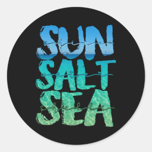 Sticker Rond Soleil Sable Mer Sel Plage Croisière Navire Vacanc