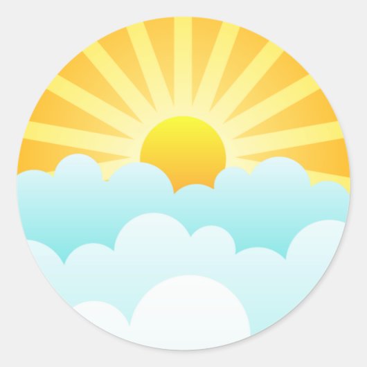 Sticker Rond Soleil se levant sur les nuages (Devant)