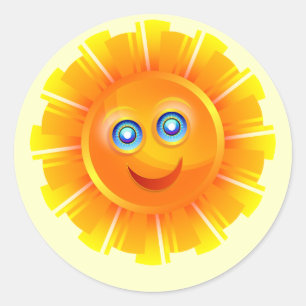 Sticker Rond Soleil, souriant et heureux