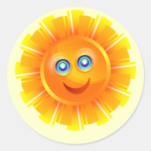 Sticker Rond Soleil, souriant et heureux (Devant)