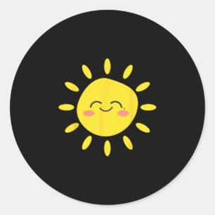 Sticker Rond Soleil Sourire Ensoleillement Mignon Adorable Été