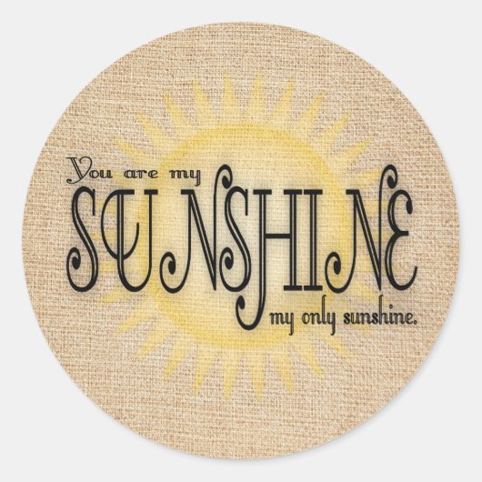 Sticker Rond Soleil sur Burlap (Devant)
